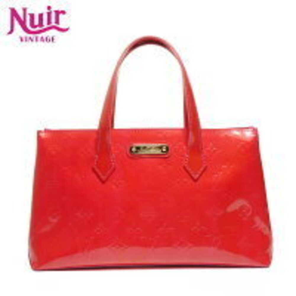 Louis Vuitton Monogram Patent Vernis Leather Wilshire Enamel Handbag Red
